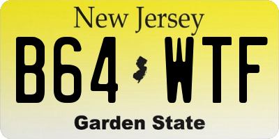 NJ license plate B64WTF