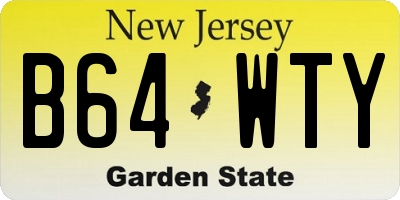 NJ license plate B64WTY