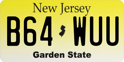 NJ license plate B64WUU