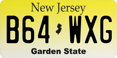 NJ license plate B64WXG