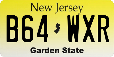 NJ license plate B64WXR