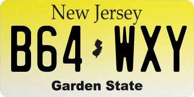 NJ license plate B64WXY