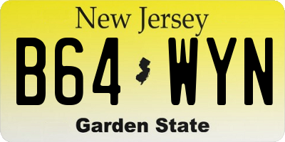 NJ license plate B64WYN