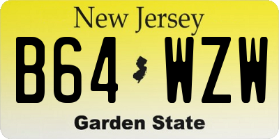 NJ license plate B64WZW