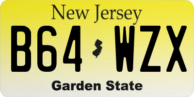 NJ license plate B64WZX