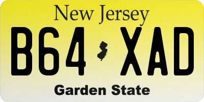 NJ license plate B64XAD