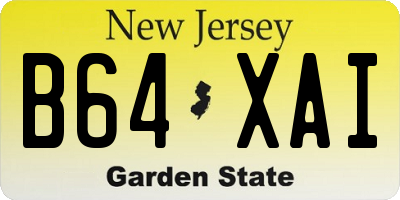 NJ license plate B64XAI