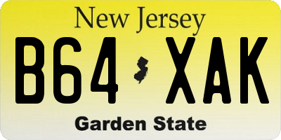 NJ license plate B64XAK
