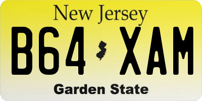 NJ license plate B64XAM