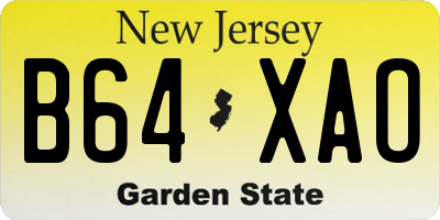 NJ license plate B64XAO