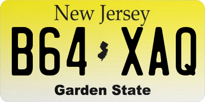 NJ license plate B64XAQ