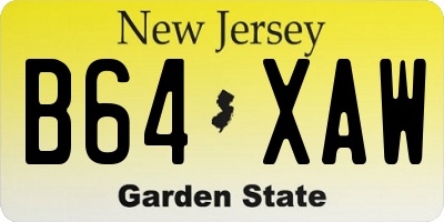 NJ license plate B64XAW