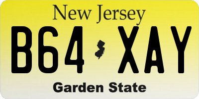 NJ license plate B64XAY