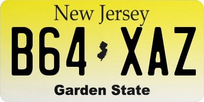 NJ license plate B64XAZ