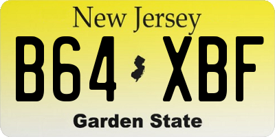 NJ license plate B64XBF