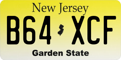 NJ license plate B64XCF