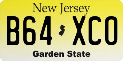 NJ license plate B64XCO