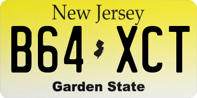 NJ license plate B64XCT