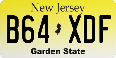 NJ license plate B64XDF