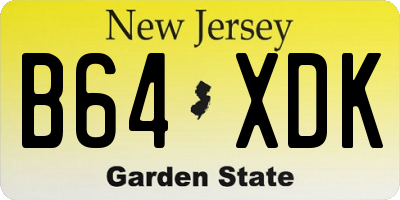NJ license plate B64XDK