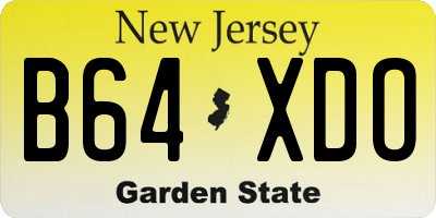 NJ license plate B64XDO