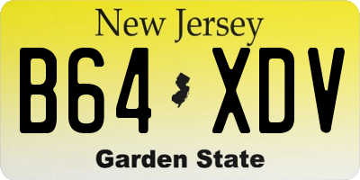 NJ license plate B64XDV