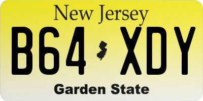 NJ license plate B64XDY