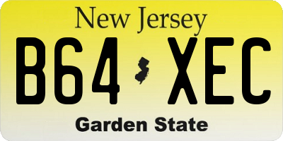 NJ license plate B64XEC