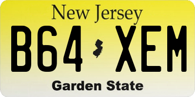 NJ license plate B64XEM
