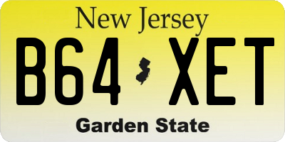 NJ license plate B64XET
