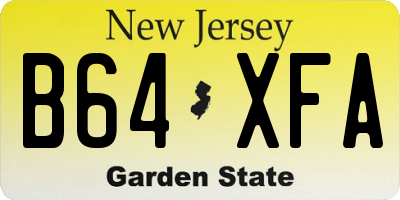 NJ license plate B64XFA