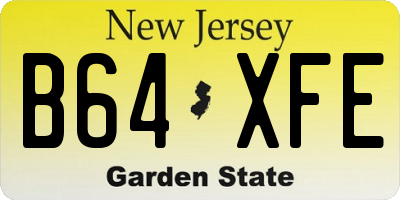 NJ license plate B64XFE
