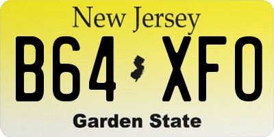 NJ license plate B64XFO