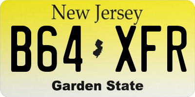 NJ license plate B64XFR