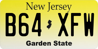 NJ license plate B64XFW