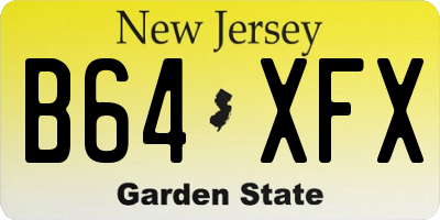 NJ license plate B64XFX