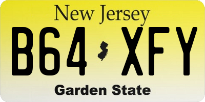 NJ license plate B64XFY