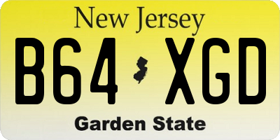 NJ license plate B64XGD