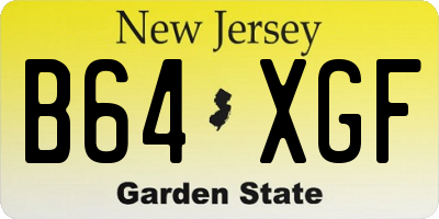 NJ license plate B64XGF