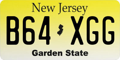 NJ license plate B64XGG