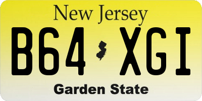 NJ license plate B64XGI