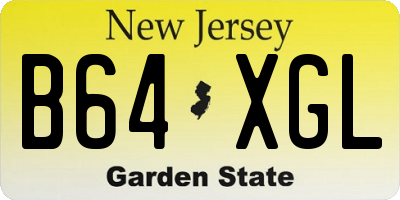 NJ license plate B64XGL