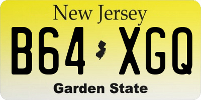 NJ license plate B64XGQ