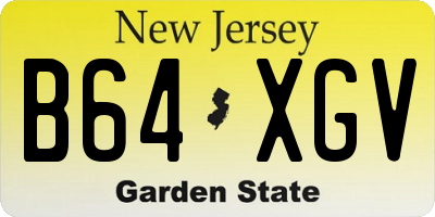 NJ license plate B64XGV