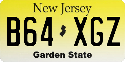 NJ license plate B64XGZ