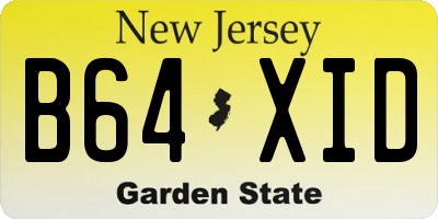 NJ license plate B64XID