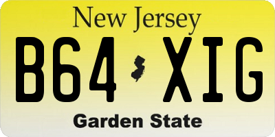NJ license plate B64XIG