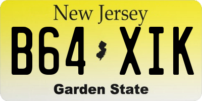 NJ license plate B64XIK