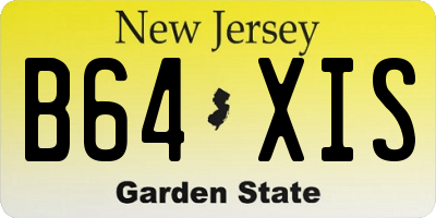 NJ license plate B64XIS