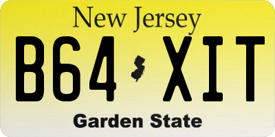 NJ license plate B64XIT